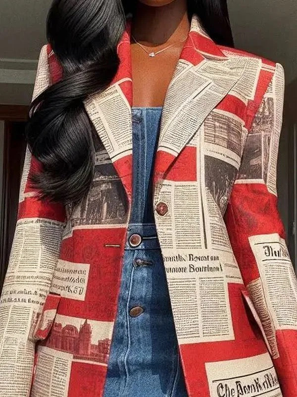Cotton Blend Long Sleeve Loose Buttoned Blazer With Pockets